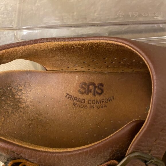 Women SAS Relaxed Sandals Brown Pebble Leather Adjustable Straps in Size 6.5 M - Picture 10 of 11